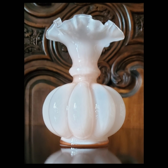 1940s Fenton Rosalene Melon Vase Dusty Rose Pink - Picture 8 of 9